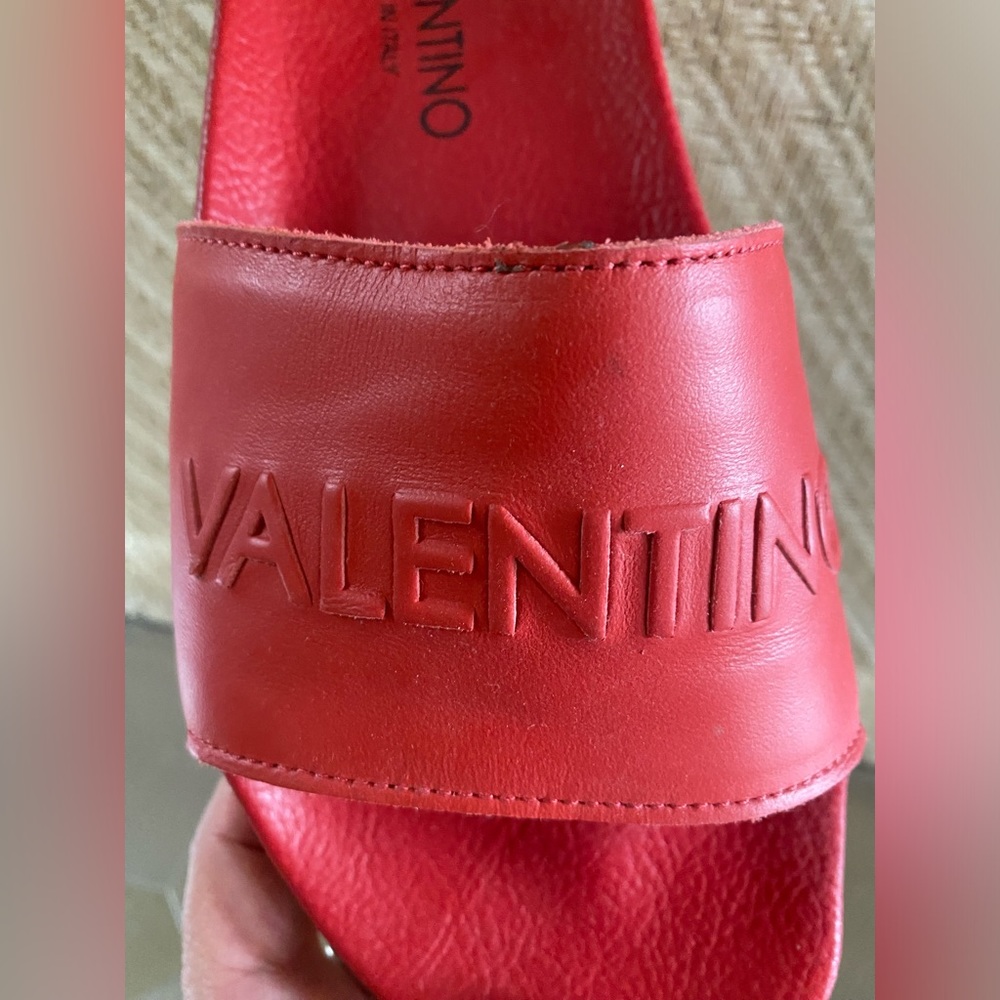Valentino red leather slides